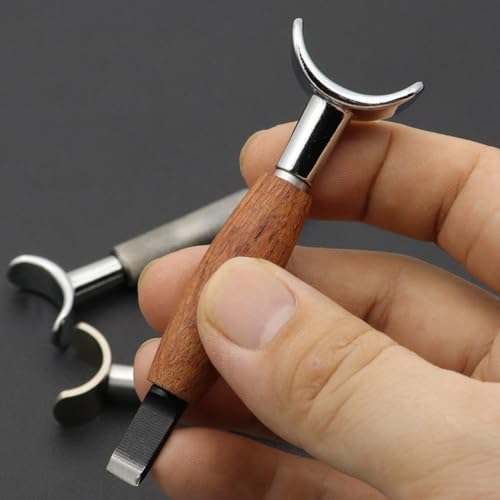 DAZZLEEX DIY Leder Schnitzerei Drehmesser, Edelstahl Birnenholz Griff, U-förmiges Design Leder Gravurwerkzeug von DAZZLEEX