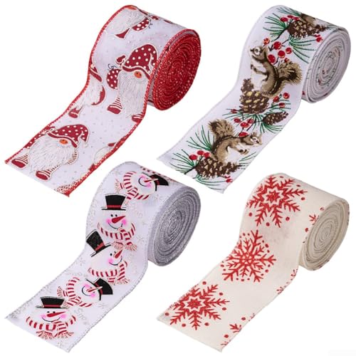DAZZLEEX Dekoband für Weihnachten mit Leinen- und Eisendraht, entworfen für Baumschmuck, Kranzherstellung, Verpackung und Urlaubs-Bastelarbeiten (verschiedene Stile) von DAZZLEEX