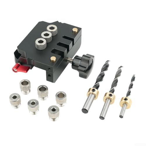 DAZZLEEX Dübelvorrichtungs-Set, Aluminiumlegierung, Dübelvorrichtung, automatische Zentrierung mit 6/8/10 mm Bohrer mit verstellbaren Tiefenbegrenzungsmanschetten für Werkstätten, Tischlerei oder DAZZLEEX Dübelvorrichtungs-Set, Aluminiumlegierung, Dübelvorrichtung, automatische Zentrierung mit 6/8/10 mm Bohrer mit verstellbaren Tiefenbegrenzungsmanschetten für Werkstätten, Tischlerei oder von DAZZLEEX