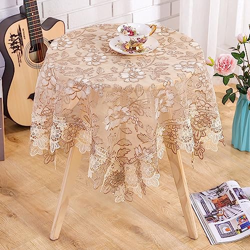 DAZZLEEX Runde Tischdecke, Spitzenblumentischschutz, dekorative Tischdecke, runde Tischdecke für runden Tisch, Hochzeitsgeschenk, 135 × 135 cm von DAZZLEEX