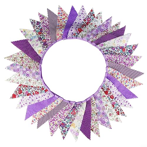 DAZZLEEX Stoff-Wimpelkette, 10 m, Vintage-Blumen-Dreieck-Flagge, Blumen-Stoff-Wimpelkette, Banner für Geburtstag, Babyparty, Party-Dekoration, Violett DAZZLEEX Stoff-Wimpelkette, 10 m, Vintage-Blumen-Dreieck-Flagge, Blumen-Stoff-Wimpelkette, Banner für Geburtstag, Babyparty, Party-Dekoration, Violett von DAZZLEEX