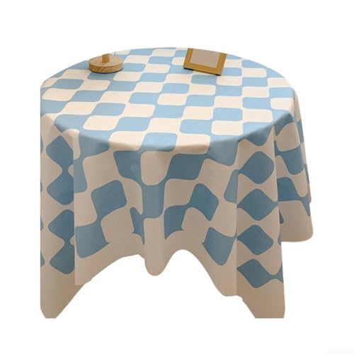 DAZZLEEX Tischdecke mit trendigem Wellenmuster, wasserdicht und leicht zu reinigen, für jeden Anlass (blau) von DAZZLEEX
