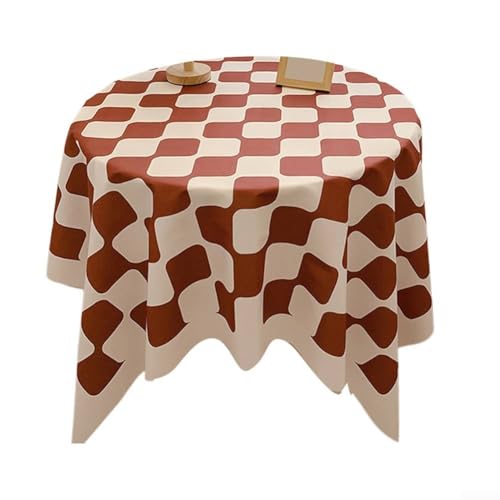 DAZZLEEX Tischdecke mit trendigem Wellenmuster, wasserdicht und pflegeleicht für jeden Anlass (Rot) von DAZZLEEX