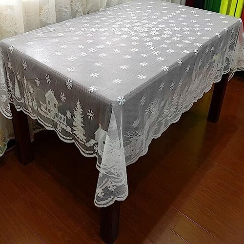 DAZZLEEX Tischdecke mit weihnachtlichem Motiv, rechteckig, rund, geprägt, Spitze, 132 x 178 cm, Weiß DAZZLEEX Tischdecke mit weihnachtlichem Motiv, rechteckig, rund, geprägt, Spitze, 132 x 178 cm, Weiß von DAZZLEEX