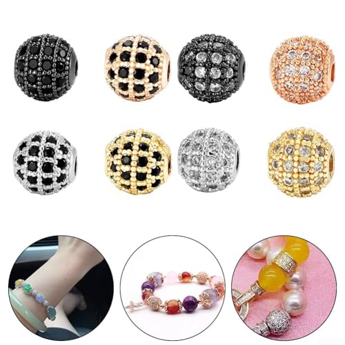 Set mit 10 kubischen Messingperlen zum Basteln und zur Schmuckherstellung, 8 mm Strass-Metallperlen Set mit 10 kubischen Messingperlen zum Basteln und zur Schmuckherstellung, 8 mm Strass-Metallperlen von DAZZLEEX