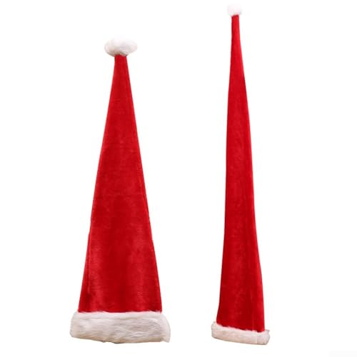Weihnachtsmannmütze, lange Plüsch-Weihnachtsmütze mit weichem und bequemem Material, Erwachsenengröße (B) von DAZZLEEX