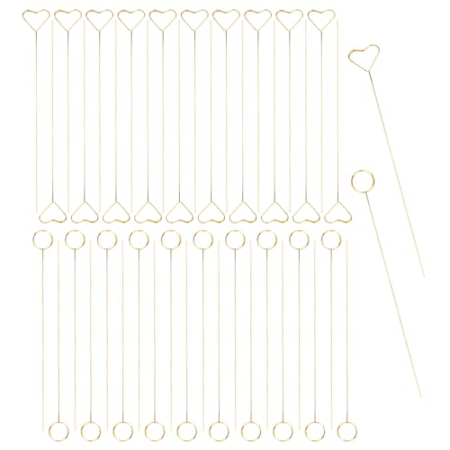 DAZZLUXE 40 Stück Blumen-Kartenhalter, Blumenladen-Kartenhalter-Stick, Metall-Kartenhalter, Blumenarrangement, Blumenverpackung, Postkartenhalter, Blumenstraußhalter (Herzform, Rund) von DAZZLUXE