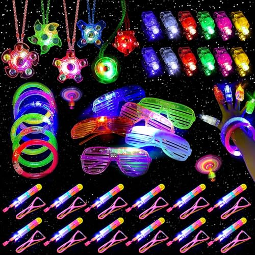 48 Stück Leuchtspielzeug Kinder Party,Leuchtspielzeug mit Leuchtarmbänder für Kinder,Magisches Daumenlicht,Leuchtende Schleuder Kinder,für Kinder Geburtstag Mitgebsel,Halloween-Spielzeug von DAZZTIME