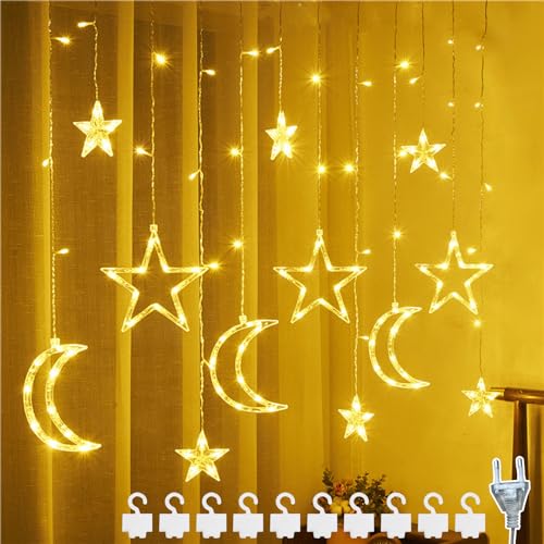 DAZZTIME 3.5m Lichterkette Sterne Mond,Lichterketten für Fenster Weihnachten, Nachtlichter Fenster Lichtervorhang mit Mond und Sterne,Stecker,für Weihnachten,Hochzeit,Party,Schlafzimmer Deko DAZZTIME 3.5m Lichterkette Sterne Mond,Lichterketten für Fenster Weihnachten, Nachtlichter Fenster Lichtervorhang mit Mond und Sterne,Stecker,für Weihnachten,Hochzeit,Party,Schlafzimmer Deko von DAZZTIME