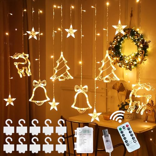 DAZZTIME LED Sterne Lichterkette,3,5 m LED Vorhang Lichter,Lichtervorhang mit Timer,Fernbedienung 8 Modi Für Innen Außen,für Außen Balkon,Party,Hochzeit,Weihnachten Deko von DAZZTIME