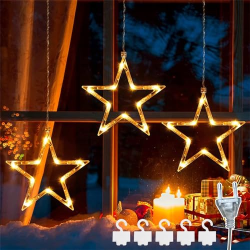 LED Sterne Weihnachtsbeleuchtung,3er Beleuchtung,Weihnachten Indoor Fenster Licht Dekoration,mit 8 Modi Stecker IP44,für Weihnachten,Hochzeit,Party,Schlafzimmer,Balkon Deko LED Sterne Weihnachtsbeleuchtung,3er Beleuchtung,Weihnachten Indoor Fenster Licht Dekoration,mit 8 Modi Stecker IP44,für Weihnachten,Hochzeit,Party,Schlafzimmer,Balkon Deko von DAZZTIME