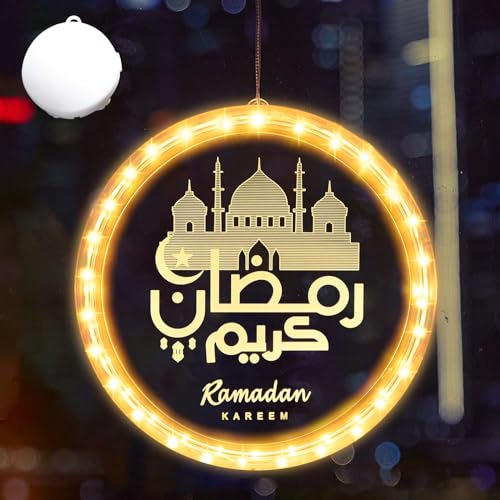 Led Muslim Ramadan Lichterkette,9.4in Eid Ramadan Dekorative Fee Licht,Ramadan Hängende Lichter mit Saugnapfhaken,Eid Ramadan Dekoration Fee Licht,für Ramadan,Party,Fenster,Schlafzimmer von DAZZTIME