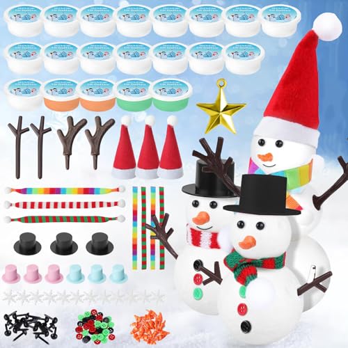 DAZZTIME Schneemann Modelliermasse,20 Stück DIY Schneemann Kit,Weihnachten Schneemann Modelliermasse,Weihnachten Handwerk für Kind,für Mädchen und Jungen,Snowman Set Zum Selbermachen von DAZZTIME
