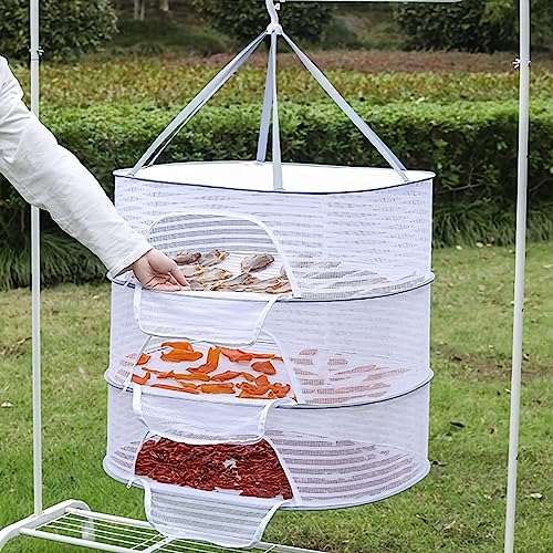 DAZZTIME Trockennetz Kräuter,3-Lagiges Mesh Trockennetz für KräUter,HäNgendes Trockennetz,Faltbar Kräutertrockner Mit ReißVerschlüssen,Zum Trocknen von Samen Fisch Gemüse Obst Tasche Kräuter von DAZZTIME