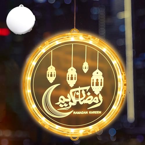 Led Muslim Ramadan Lichterkette,9.4in Eid Ramadan Dekorative Fee Licht,Ramadan Hängende Lichter mit Saugnapfhaken,Eid Ramadan Dekoration Fee Licht,für Ramadan,Party,Fenster,Schlafzimmer von DAZZTIME