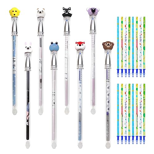 DBALL 16 Stück Radierbare Stifte 0,5mm Kawaii Stifte mit 16 Nachfüllungen Kugelschreiber Radierbar Aesthetic School Stuff für Schule Studenten Büro und Zuhause (Blau) von DBALL