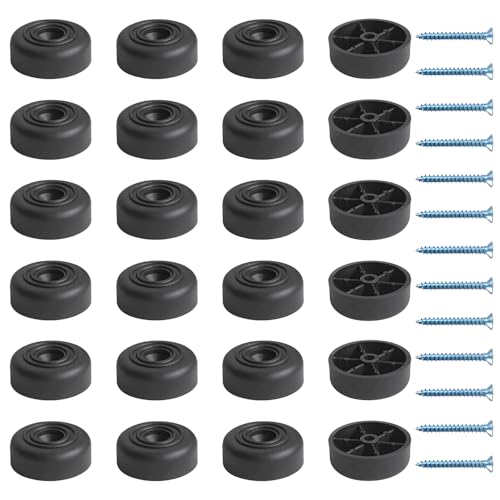 DBALL 24 Stück Möbelbeine Rund Möbelfüße 33 x 13 mm mit 25 Stück Schrauben Kunststoff Füße Set für Möbel Schrank Sofa Stuhl Couchtisch TV-Schränke Schubladen Nachttisch (Schwarz) von DBALL