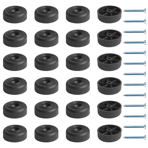 DBALL 24 Stück Möbelbeine Rund Möbelfüße 50 x H 20 mm mit 24 Stück Schrauben Kunststoff Füße Set für Möbel Schrank Sofa Stuhl Couchtisch TV-Schränke Schubladen Nachttisch (Schwarz) von DBALL