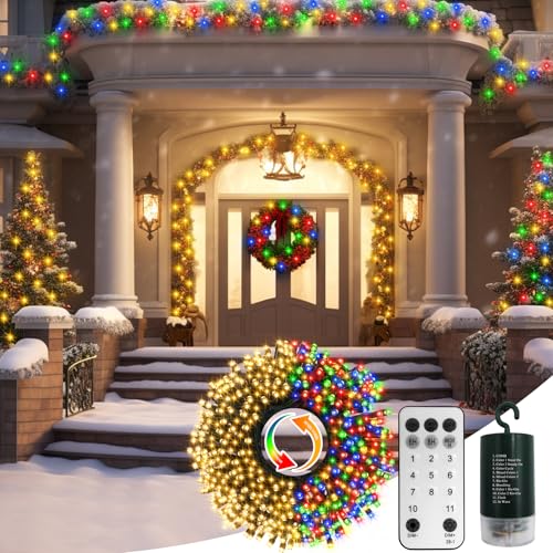 DBFAIRY 20 m lange Weihnachtsbaum-Lichterkette, 2 wechselnde Farben, für den Außenbereich, Batterie mit Fernbedienung, grüner Draht, Lichterkette für Garten, Terrasse, Hochzeit, Weihnachtsdekorationen DBFAIRY 20 m lange Weihnachtsbaum-Lichterkette, 2 wechselnde Farben, für den Außenbereich, Batterie mit Fernbedienung, grüner Draht, Lichterkette für Garten, Terrasse, Hochzeit, Weihnachtsdekorationen von DBFAIRY