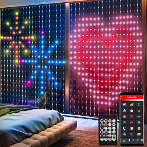 DBFAIRY Smart Lichtervorhang, 400 LED Vorhanglichter RGB mit Chip 2M x 2M Vorhang Lichterkette mit APP Musik Synchronisation Dynamisch DIY für Innen Schlafzimmer Schlafzimmer Hintergrund Deko von DBFAIRY
