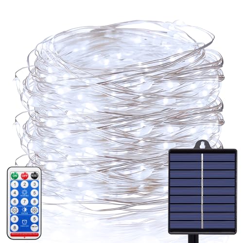 DBFAIRY Solar Lichterkette Außen, 30M 300 LED Solarbetriebene Lichterkette mit Fernbedienung, 8 Modi Lichterkette für Außen Baum Garten Terrasse Hochzeit Dekorationen (Kaltweiß) von DBFAIRY