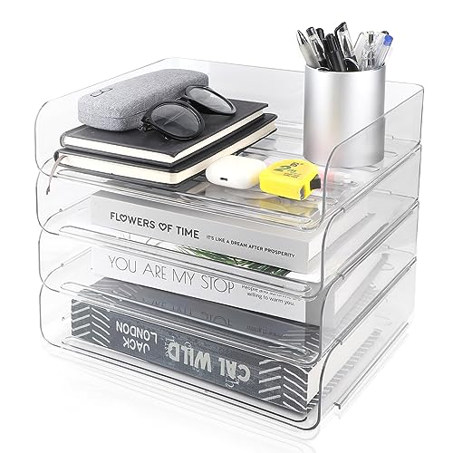 DBREAKS 4 Stöckige Ablagekorb, stapelbare Briefablage, Dokumentenablage für A4, Schreibtischablage aus PET Kunststoff, Briefkorb Ablagefächer für Unterlagen, Schreibtisch Ordner Organizer(Transparent) DBREAKS 4 Stöckige Ablagekorb, stapelbare Briefablage, Dokumentenablage für A4, Schreibtischablage aus PET Kunststoff, Briefkorb Ablagefächer für Unterlagen, Schreibtisch Ordner Organizer(Transparent) von DBREAKS