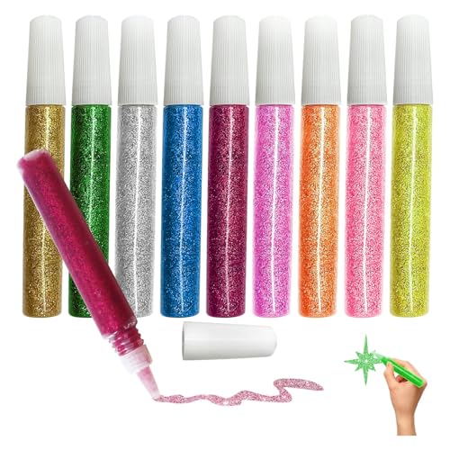 10Stks Auswaschbarer Glitzerkleber, 10ml Glitzer Bastelkleber in Verschiedenen Farben, Sicherer und Ungiftiger Glitzer Klebestift, Kunsthandwerk Glitzerkleber mit Feiner Spitze für Kinder Scrapbooking 10Stks Auswaschbarer Glitzerkleber, 10ml Glitzer Bastelkleber in Verschiedenen Farben, Sicherer und Ungiftiger Glitzer Klebestift, Kunsthandwerk Glitzerkleber mit Feiner Spitze für Kinder Scrapbooking von DBTW
