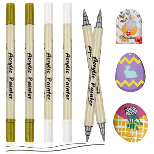 6 Stück Acrylmalstifte Wasserfest, 1mm & 1-3mm Feine Spitze Acrylstifte, Permanent Marker Stifte, Dual Tip Pinselstifte, Bunt Lackstift Stifte, Glasstift und Lackmarker für Kunststoff Karton Holz 6 Stück Acrylmalstifte Wasserfest, 1mm & 1-3mm Feine Spitze Acrylstifte, Permanent Marker Stifte, Dual Tip Pinselstifte, Bunt Lackstift Stifte, Glasstift und Lackmarker für Kunststoff Karton Holz von DBTW