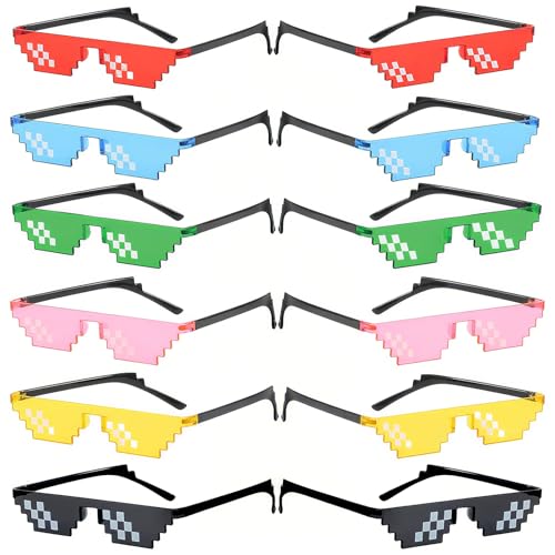 12 Stück Pixel Sonnenbrille, Coole Sonnenbrille, Farben Party Brille, Farben Partybrille Mosaik Brille, Premium Photo Props Glasses, Thug Life Party Sunglasses für Fasching Musikfestivals Party Bar 12 Stück Pixel Sonnenbrille, Coole Sonnenbrille, Farben Party Brille, Farben Partybrille Mosaik Brille, Premium Photo Props Glasses, Thug Life Party Sunglasses für Fasching Musikfestivals Party Bar von DBTW