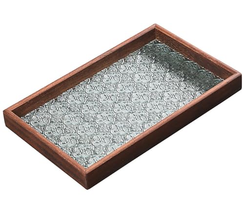 DBlosp Spiegeltablett aus Holz für Kommode, einzigartige Geschenkidee für Ringe, Ohrringe, Halsketten und Armbänder, Flammenarbeit (schwarz) von DBlosp