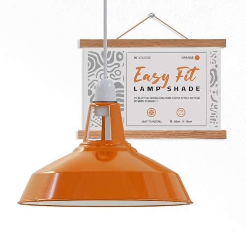 DC VOLTAGE Moderne Retro-Lampenschirme aus Metall, einfache Montage-Lampenschirme, für industrielle Hängeleuchten, Schlafzimmer, Küche, Badezimmer, antiker Lampenschirm (Orange) von DC VOLTAGE