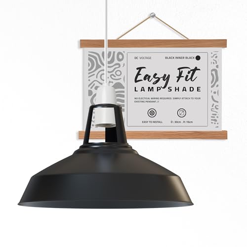 DC VOLTAGE Moderne Retro-Lampenschirme aus Metall, einfache Montage-Lampenschirme, für industrielle Hängeleuchten, Schlafzimmer, Küche, Badezimmer, antiker Lampenschirm (Schwarz) von DC VOLTAGE