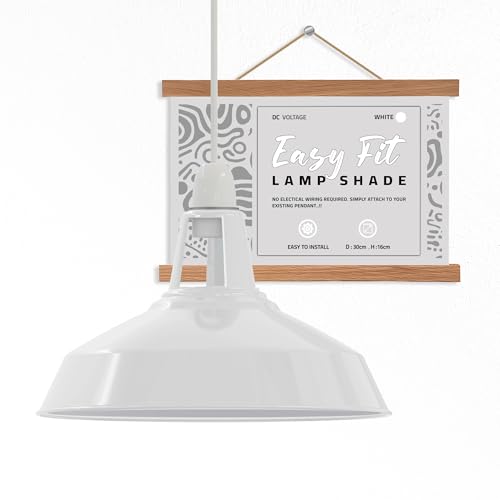 DC VOLTAGE Moderne Retro-Lampenschirme aus Metall, einfache Montage-Lampenschirme, für industrielle Hängeleuchten, Schlafzimmer, Küche, Badezimmer, antiker Lampenschirm (Weiss) von DC VOLTAGE