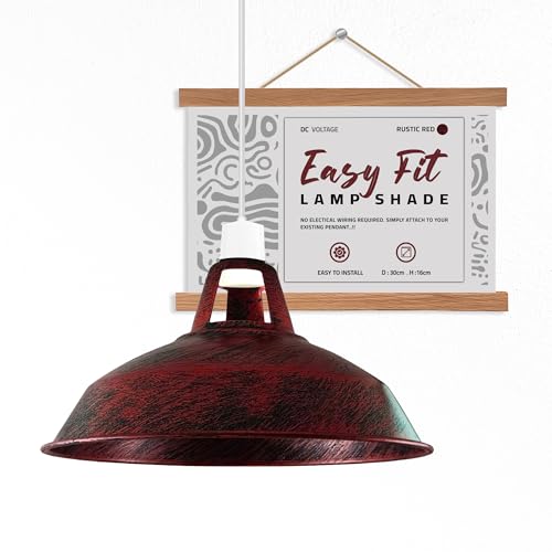 DC VOLTAGE Retro-moderne Metalllampenschirme 30 cm einfach zu montieren Industrie-Lampe Hängelampe Vintage Hängeleuchte Homeoffice Bar (Rustikales Rot) von DC VOLTAGE