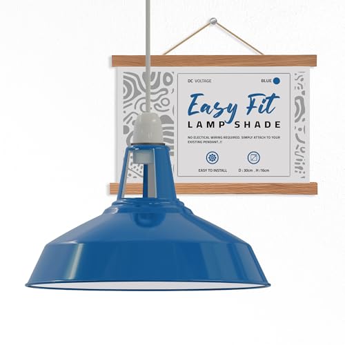 Moderne Retro-Lampenschirme aus Metall, einfache Montage-Lampenschirme, für industrielle Hängeleuchten, Schlafzimmer, Küche, Badezimmer, antiker Lampenschirm (Blau) von DC VOLTAGE