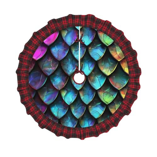 3D-Weihnachtsbaumdecke mit magischem Drachen-Schuppen-Muster, bedruckt, 121,9 cm, Weihnachtsbaum-Abdeckung, Matte, Dekoration, Bauernhaus, Baumröcke mit rotem Karomuster, Dekoration für Zuhause, Party 3D-Weihnachtsbaumdecke mit magischem Drachen-Schuppen-Muster, bedruckt, 121,9 cm, Weihnachtsbaum-Abdeckung, Matte, Dekoration, Bauernhaus, Baumröcke mit rotem Karomuster, Dekoration für Zuhause, Party von DCARSETCV