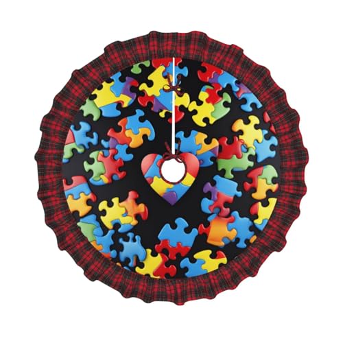 Autismus-Bewusstseins-Puzzleteile, Herz-Druck, Weihnachtsbaum-Rock, 121,9 cm, Weihnachtsbaum-Abdeckung, Matte, Dekoration, Bauernhaus, Baumröcke mit rotem Karomuster, Dekorationen für Zuhause, Party Autismus-Bewusstseins-Puzzleteile, Herz-Druck, Weihnachtsbaum-Rock, 121,9 cm, Weihnachtsbaum-Abdeckung, Matte, Dekoration, Bauernhaus, Baumröcke mit rotem Karomuster, Dekorationen für Zuhause, Party von DCARSETCV