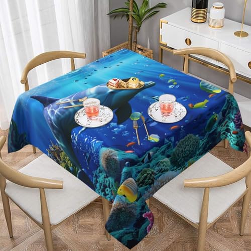 DCARSETCV 3D Unterwasserwelt Fisch Delphi bedruckte quadratische Tischdecke, 137,2 x 137,2 cm, Stofftischdecke, waschbar, Tischdecke für Küche, Esszimmer, Hochzeit, Partys DCARSETCV 3D Unterwasserwelt Fisch Delphi bedruckte quadratische Tischdecke, 137,2 x 137,2 cm, Stofftischdecke, waschbar, Tischdecke für Küche, Esszimmer, Hochzeit, Partys von DCARSETCV