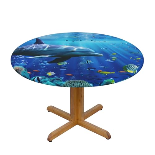 DCARSETCV 3D Unterwasserwelt Fisch Delphi bedruckte runde Tischdecke, mittelgroß, Stofftischdecke, waschbar, Tischdecke mit elastischem Rand, für Küche, Esszimmer, Hochzeit, Partys DCARSETCV 3D Unterwasserwelt Fisch Delphi bedruckte runde Tischdecke, mittelgroß, Stofftischdecke, waschbar, Tischdecke mit elastischem Rand, für Küche, Esszimmer, Hochzeit, Partys von DCARSETCV