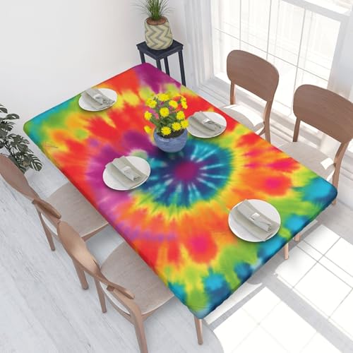 DCARSETCV Batik-Tischdecke mit Regenbogen-Druck, rechteckig, passend für 122 cm Tisch, Stoff, elastischer Rand, Tischdecke für Küche, Esszimmer, Party, Hochzeit DCARSETCV Batik-Tischdecke mit Regenbogen-Druck, rechteckig, passend für 122 cm Tisch, Stoff, elastischer Rand, Tischdecke für Küche, Esszimmer, Party, Hochzeit von DCARSETCV