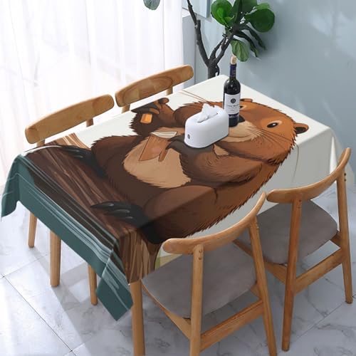 DCARSETCV Bedruckte rechteckige Tischdecke, Motiv: Biber, 183 x 137 cm, Stofftischdecke, waschbar, Tischdecke für Küche, Esszimmer, Dekoration, Hochzeitsfeiern DCARSETCV Bedruckte rechteckige Tischdecke, Motiv: Biber, 183 x 137 cm, Stofftischdecke, waschbar, Tischdecke für Küche, Esszimmer, Dekoration, Hochzeitsfeiern von DCARSETCV