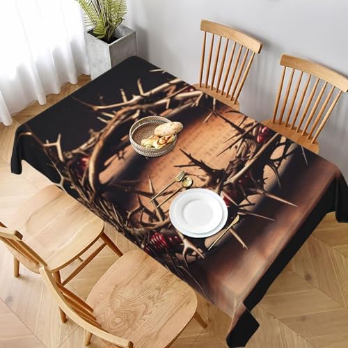 DCARSETCV Bedruckte rechteckige Tischdecke mit Dornenkrone, 228 x 152 cm, Stofftischdecke, waschbar, Tischdecke für Küche, Esszimmer, Dekoration, Hochzeitsfeiern DCARSETCV Bedruckte rechteckige Tischdecke mit Dornenkrone, 228 x 152 cm, Stofftischdecke, waschbar, Tischdecke für Küche, Esszimmer, Dekoration, Hochzeitsfeiern von DCARSETCV