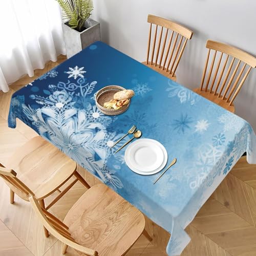 DCARSETCV Blaue Weihnachts-Tischdecke mit Schneeflocken-Druck, rechteckig, 228 x 152 cm, Stoff-Tischdecke, waschbar, Tischdecke für Küche, Esszimmer, Dekoration, Hochzeitsfeiern DCARSETCV Blaue Weihnachts-Tischdecke mit Schneeflocken-Druck, rechteckig, 228 x 152 cm, Stoff-Tischdecke, waschbar, Tischdecke für Küche, Esszimmer, Dekoration, Hochzeitsfeiern von DCARSETCV
