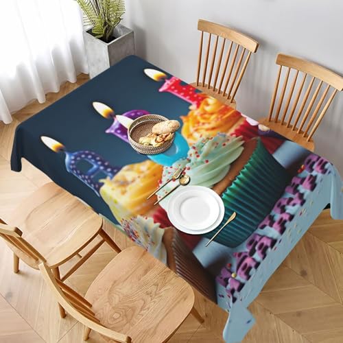 DCARSETCV Bunte Tischdecke mit Cupcake-Motiv, bedruckt, rechteckig, 228 x 152 cm, Stoff-Tischdecke, waschbar, Tischdecke für Küche, Esszimmer, Hochzeit, Partys von DCARSETCV