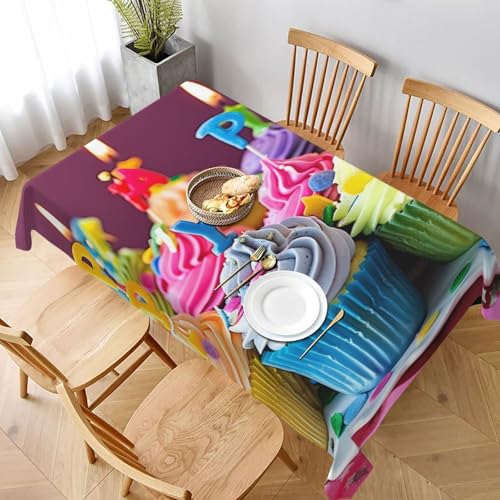 DCARSETCV Bunte Tischdecke mit Cupcake-Motiv, bedruckt, rechteckig, 228 x 152 cm, Stoff-Tischdecke, waschbar, Tischdecke für Küche, Esszimmer, Hochzeit, Partys DCARSETCV Bunte Tischdecke mit Cupcake-Motiv, bedruckt, rechteckig, 228 x 152 cm, Stoff-Tischdecke, waschbar, Tischdecke für Küche, Esszimmer, Hochzeit, Partys von DCARSETCV
