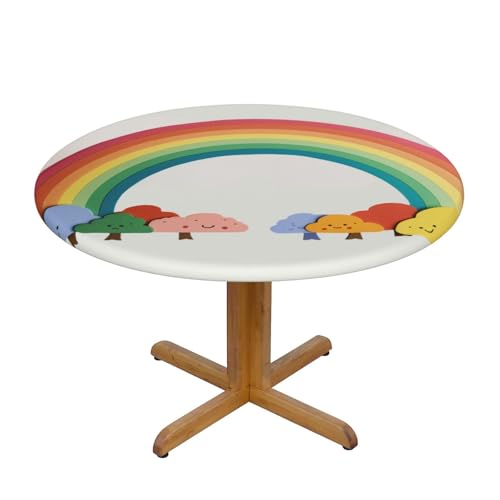 DCARSETCV Kleine runde Tischdecke mit Regenbogen-Druck, mittelgroß, Stofftischdecke, waschbar, Tischdecke mit elastischem Rand, für Küche, Esszimmer, Hochzeit, Partys DCARSETCV Kleine runde Tischdecke mit Regenbogen-Druck, mittelgroß, Stofftischdecke, waschbar, Tischdecke mit elastischem Rand, für Küche, Esszimmer, Hochzeit, Partys von DCARSETCV