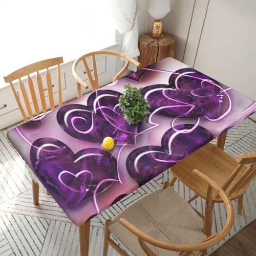 DCARSETCV Modische rechteckige Tischdecke mit Herzen, bedruckt, Blumendruck, passend für 152 cm Tisch, Stoff, elastischer Rand, Tischdecke für Küche, Esszimmer, Party, Hochzeit DCARSETCV Modische rechteckige Tischdecke mit Herzen, bedruckt, Blumendruck, passend für 152 cm Tisch, Stoff, elastischer Rand, Tischdecke für Küche, Esszimmer, Party, Hochzeit von DCARSETCV