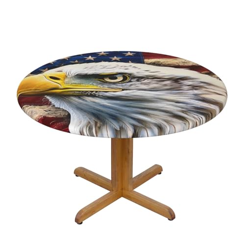 DCARSETCV Patriotischer Weißkopfseeadler mit USA-Flagge, bedruckt, runde Tischdecke, kleine Größe, Stofftischdecke, waschbar, Tischdecke mit elastischem Rand, für Küche, Esszimmer, Hochzeit, Partys DCARSETCV Patriotischer Weißkopfseeadler mit USA-Flagge, bedruckt, runde Tischdecke, kleine Größe, Stofftischdecke, waschbar, Tischdecke mit elastischem Rand, für Küche, Esszimmer, Hochzeit, Partys von DCARSETCV