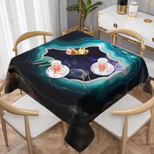 DCARSETCV Quadratische Tischdecke, Achat, bedruckt, 152,4 x 152,4 cm, waschbar, Tischdecke für Küche, Esszimmer, Hochzeit, Partys von DCARSETCV