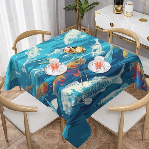 DCARSETCV Quadratische Tischdecke, Motiv: Fische, 152,4 x 152,4 cm, waschbar, Tischdecke für Küche, Esszimmer, Hochzeit, Partys DCARSETCV Quadratische Tischdecke, Motiv: Fische, 152,4 x 152,4 cm, waschbar, Tischdecke für Küche, Esszimmer, Hochzeit, Partys von DCARSETCV